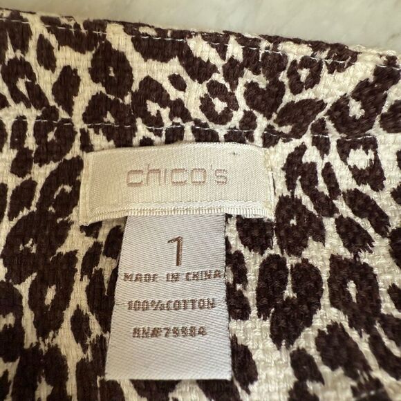 Chico's 100% cotton jacket Crop Watercolor Floral And Animal Print size 1 or M - Picture 4 of 6